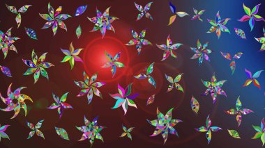 Sevimli çiçek raster deseni. Düz Çiçek Elementleri Tasarımı. Renkli Yaz Temalı eskiz kalıbı. Modaya uygun kumaş deseni.