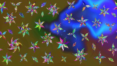 Art Inspi tarzı çiçekler ve arka plan bırakıyor. Karalama çiçekleri çizim kalıbı. El çizimi desen. Raster deseni.