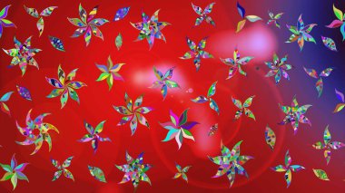 Renkli Bahar Teması eskiz kalıbı. Düz Çiçek Elementleri Tasarımı. Kırmızı ve mor renkte çiçekler. Çiçek desenli eskiz, yaz çiçekleri..