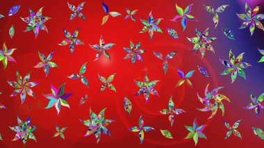 Tekstil için suluboya eskiz deseni. El çizimi çiçek çizimi deseni (fayans). Şirin çiçekleri, desenleri, kırmızı ve mor renkleri olan renkli çizim deseni.