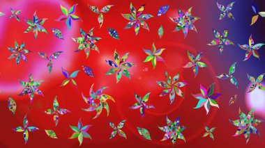 Düz Çiçek Elementleri Tasarımı. Raster illüstrasyonu. Taslak desenli, modaya uygun kumaş deseni. Renkli Bahar Teması eskiz kalıbı. Şirin çiçek elementleri..