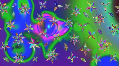 Raster illüstrasyonu. Küçük çaplı çiçeklerdeki basit şirin desenler. Tekstil veya kitap kapakları, imalat, duvar kağıtları, baskı, hediye paketi ve yapıştırma kitabı için çiçek eskiz geçmişi.