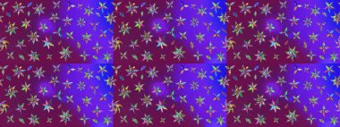 Raster illüstrasyonu. Raster çiçekleri klasik tarzda çizilmiş. Mor ve mor renkte bahar çiçekleri. Çiçekli yumuşak çizim deseni.