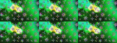 Yeşil ve mavi renklerde. Raster illüstrasyonu. Taslak dekoratif arka plan, çiçek mandala. Çiçek..