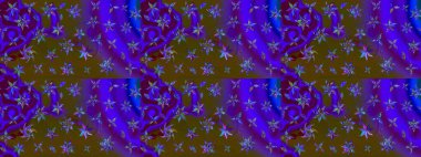 Raster illüstrasyonu. Kahverengi ve mor renkli çiçekler. Tropikal çizim çiçek deseni.