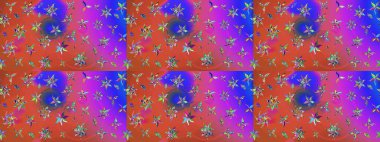 Elle boyanmış suluboya resim çizimleri, çiçekler ve bitkiler. Mor ve pembe renkte çiçekler.