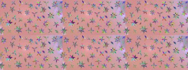 Düz Çiçek Elementleri Tasarımı. Renkli Yaz Temalı eskiz kalıbı. Güzel kumaş deseni. Raster illüstrasyonunda çiçek deseni çizimi.