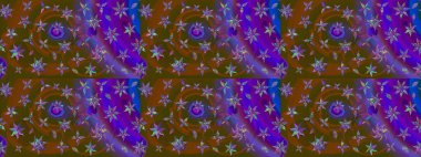 Kahverengi ve mor renkte yaz çiçekleri. Raster illüstrasyonu. Raster çiçek desenli ve çiçekli..