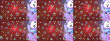 Soyut etnik raster çizim kalıbı. Vadinin çiçekleri kahverengi ve kırmızı renklerde. Çiçekler..