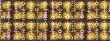 Renkli arka planda izole tatlı kar taneleri. Soyut kış kahverengisi, nötr ve sarı süs. Güzel kar tanesi. Yuvarlak raster kar tanesi. Raster illüstrasyonu.