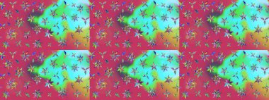 Düz Çiçek Elementleri Tasarımı. Renkli Bahar Teması eskiz kalıbı. Pembe ve mavi renkte çiçekler. Çiçek desenli eskiz, yaz çiçekleri..