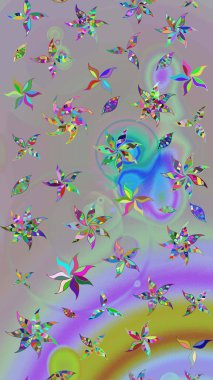 Renkli Bahar Teması eskiz kalıbı. Düz Çiçek Elementleri Tasarımı. Raster illüstrasyonundaki çiçek desenli çizim. Gri ve nötr renkte çiçekler.