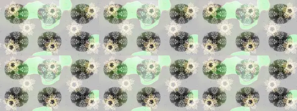 Raster Golden Mehndi eskiz kalıbı. Kına dövmeli süs çiçekleri, altın çıkartmalar, mehndi ve yoga tasarımı, kartlar ve parmak izleri. Gri, yeşil ve nötr renklerde desen.