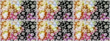 Ağaç dallı bahar çiçekleri, tarafsız siyah renkler ve çiçek silueti desenli. Raster deseni.