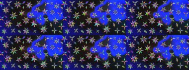 Mavi ve gri renkte çiçekler olan çiçek deseni çiz. Suluboya tarzında mavi ve gri renkte çiçekler.