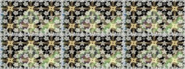 Tarafsız ve siyah renkli şirin çiçek desenleri. Raster Modaya uygun kumaş deseni. Düz Çiçek Elementleri Tasarımı. Renkli Bahar Teması Kusursuz Arkaplan.