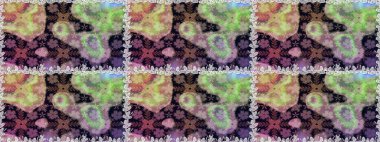 Asya tekstil tarzında. Tarafsız ve gri renklerde çiçekler. Raster illüstrasyonu. Raster illüstrasyonu. Kusursuz çiçek deseni.