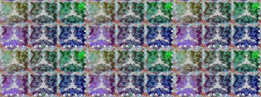 Mavi ve yeşil çiçekli kusursuz desen, suluboya çiçek deseni, sevimli çiçek, duvar kağıdı, kart veya kumaş için fayanslı. Raster - stok.