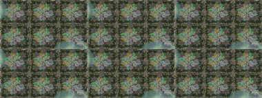 Raster düz çiçekleri pürüzsüz desen. Hediye ambalaj kağıdı, tebrik kartları, posterler ve pankart tasarımı. Gri ve yeşil renkte çiçekler.