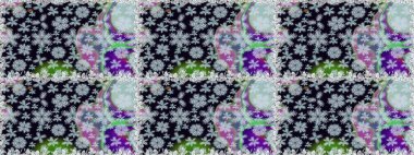 Davetiye ve kartpostal tasarımı için dekoratif çiçek unsurları. Şirin, zarif çiçekler Raster illüstrasyonu. Tekstil için figür. Yapraklı kusursuz desen. Poster veya kapak için arkaplan.