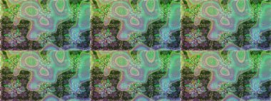 Raster illüstrasyonu. Yeşil ve nötr renklerde Asya tekstil tarzında. Çiçeklerle suluboya desenleri.