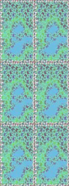 Bahar Kelebeği teması. Mavi ve yeşilde güzel, pürüzsüz bir kelebek örtüsü. Çizim, karalama, karalama. Giysi kumaşı için böcek dokusu parçası tekrarlanıyor. Sonsuz. Raster illüstrasyonu.