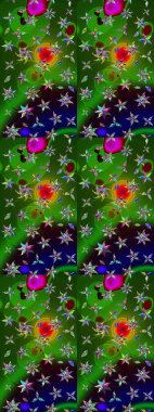 Düz Çiçek Elementleri Tasarımı. Renkli Yaz Temalı eskiz kalıbı. Raster Illustrasyon 'daki Çiçek Deseni' nin son moda çizimi. Güzel kumaş deseni.