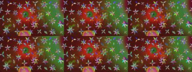 Raster düz çiçek çizim deseni. Renkli çiçekler. Tasarım hediye paketi, tebrik kartları, posterler ve afiş tasarımı.