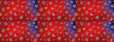 Robot resim. Şirin çiçek elementleri. Raster illüstrasyonu. Kırmızı ve mor renkte çiçekler.