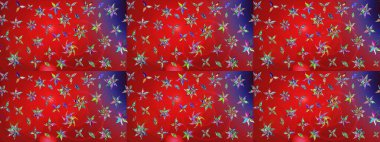 Suluboya tarzında kırmızı ve mor renklerde. Küçük çiçekli yay deseni çiz. Raster illüstrasyonu.