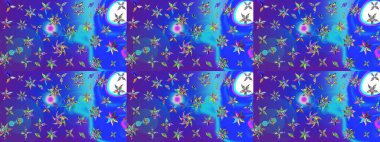 Çiçek desenli raster, mavi ve menekşe çizgi grafik desenli soyut raster arkaplan. Modern stil dokusu.