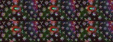 Çocuksu tasarım. Tekstil, kumaş, ambalaj, hatıra defteri için hoş bir çiçek arkaplanı. Arkaplanda. Elle çizilmiş karalama çiçekleri ile Raster çizim deseni.