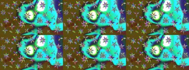 Nazikçe, rengarenk bahar çiçekleri. Çiçekli karalama şeklinde Raster çiçek deseni. Raster illüstrasyonu.