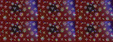 Küçük çiçekte hoş bir çiçek deseni var. Çiçeksel elementlerle süslenmiş zarif raster dokusu. Parlak çiçekli kırmızı ve kahverengi renkler üzerine soyut çizim deseni.