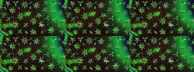 Yeşil ve gri renkler üzerine çiçek desenli çizimler, el yapımı papatyalar, papatyalar. Tekrarlayan çiçek arkaplanı, zarif yeşil ve gri çiçek duvar kağıdı.