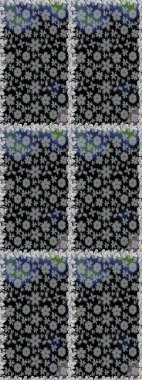 Gri ve siyah renkli çiçekler. Raster illüstrasyonu. Tropik, dikişsiz çiçek deseni..