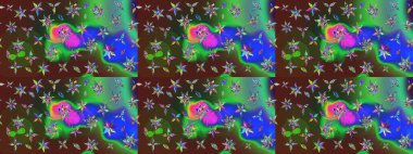 Küçük çiçekteki sevimli çiçek deseni. Yeşil ve kahverengi renkte çiçekler.