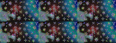 Mavi ve gri renkte çiçekler. Çiçek desenli çizim. Raster illüstrasyonu. Asya tekstil tarzında. Raster illüstrasyonu.