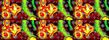 Renkli Yaz Temalı eskiz kalıbı. Çiçekler kırmızı ve yeşil renklerde. Raster Illustrasyon 'daki Çiçek Deseni' nin son moda çizimi. Düz Çiçek Elementleri Tasarımı.