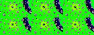 Yeşil ve mavi renkte çiçekler. Düz Çiçek Elementleri Tasarımı. Renkli Bahar Teması eskiz kalıbı. Çiçekle çizim deseni.