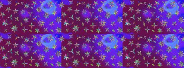 Moda baskıları için zarif bir şablon. Modern çiçek arkaplanı. Halk tarzı. Parlak renkli çiçekleri ve mor ve mor renkli yaprakları olan muhteşem bir çiçek deseni..