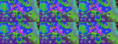 Zentangle soyut çiçekleri. Karalama çiçeği. Raster illüstrasyonu. Güzel kumaş deseni. Renkli Bahar Teması eskiz kalıbı. Düz Çiçek Elementleri Tasarımı.