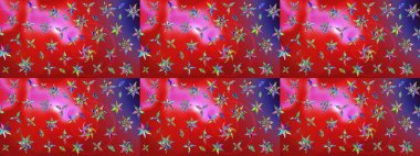 Kırmızı ve pembe renkli etnik çiçeklerle süslenmiş zarif bir eskiz şekli. Raster Çiçek İllüstrasyon Şirin Tekstil.