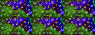 Çiçekli karalama şeklinde Raster çiçek deseni. Yeşil ve mavi renkte çiçekler. Yumuşak, yaz çiçekli arka plan.