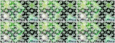 Raster illüstrasyonu. Patlayan çiçekler soyut olarak yerleştirilmiş. Yumuşak, yeşil ve nötr renklerde bahar çiçekleri. Raster deseni.