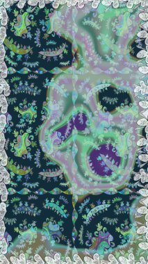 Çiçek tasarımı için inanılmaz bir kolaj cenneti tarzı. Çiçekli zambaklar kusursuz bir arka plan. Parlak çiçekli kolaj çiçekleri mavi ve gri.