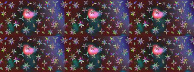 Renkli papatya deseni. Raster illüstrasyonu. Renklerde.