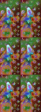 Güzel kumaş deseni. Raster suluboya deseni, narin çiçekler, çiçekler, tebrik kartı şablonu..