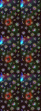 Şirin çiçekli, desenli, rengarenk eskiz deseni. El çizimi çiçek çizimi deseni (fayans). Tekstil için suluboya çizim deseni.