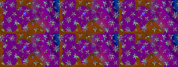 Tekstil tasarımı için mor ve kahverengi renkli geleneksel halk çiçekleri. Üzerinde gelincikler ve vadi zambakları olan renkli çiçek desenli nakış..